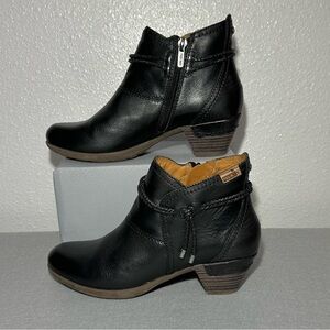 Black Ankle Booties with Braided Detail - Leather Women's Shoes